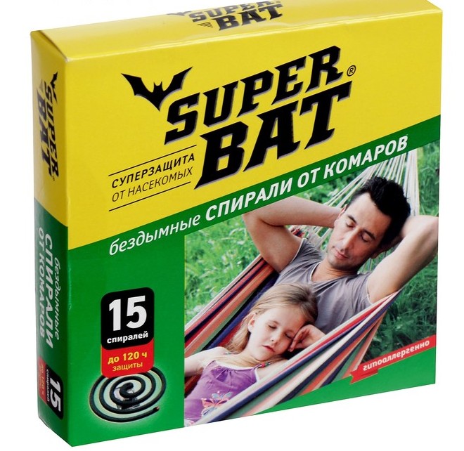 Спираль super bat зеленая бездымная 15шт